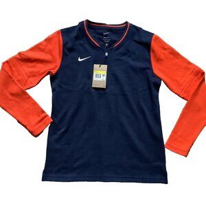 New Women's Nike Soccer 1/4 Zip Coaches Top Sweatshirt Size S Navy/Orange